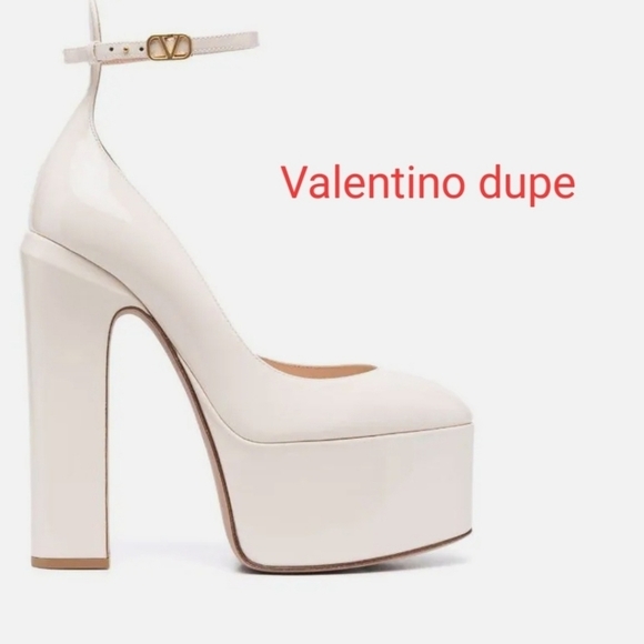 White vegan patent leather platform with ankle strap - Picture 7 of 7